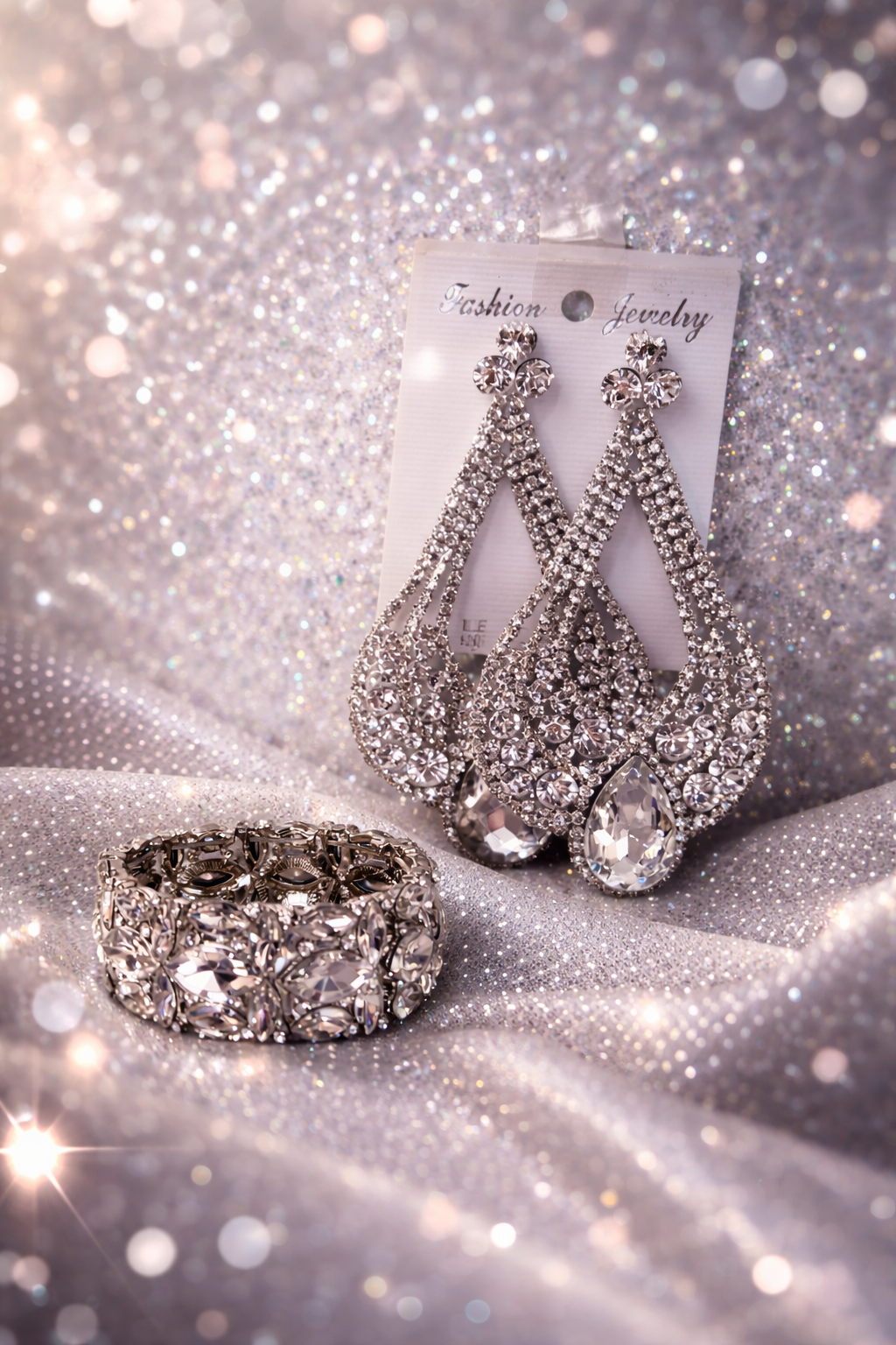 Conjunto de Aretes y pulsera plata