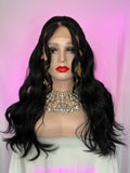 Peluca 153 de Cabello 100% Humano 30 Pulgadas Negro, Lace Frontal, Partidura Libre.