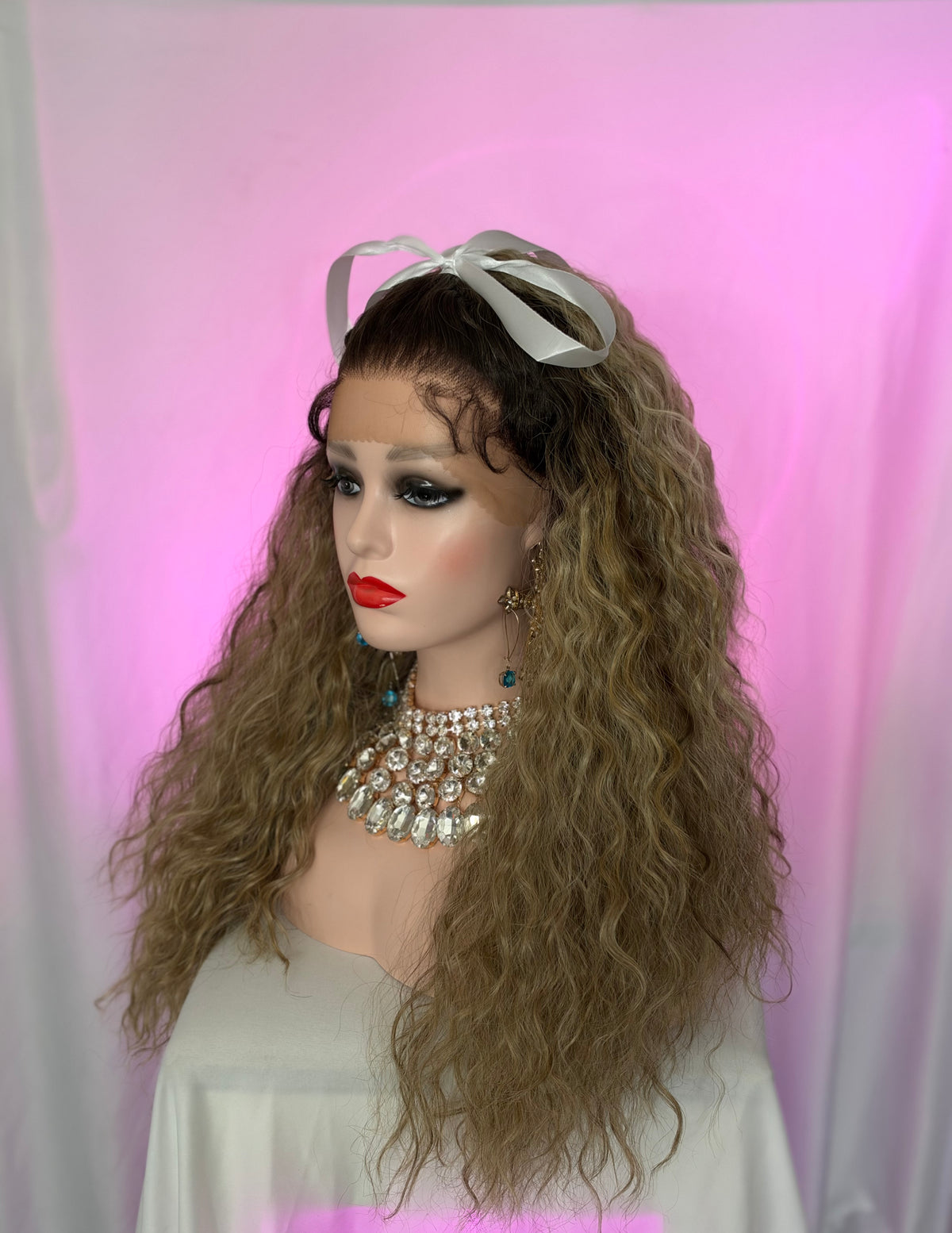 Peluca 169 de Cabello 100% Humano 30 Pulgadas Miel con raíz Castaña, Lace Frontal, Partidura libre.