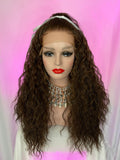 Peluca 173 de Cabello 100% Humano de 30 Pulgadas Castaña, Lace Front, partidura Libre.