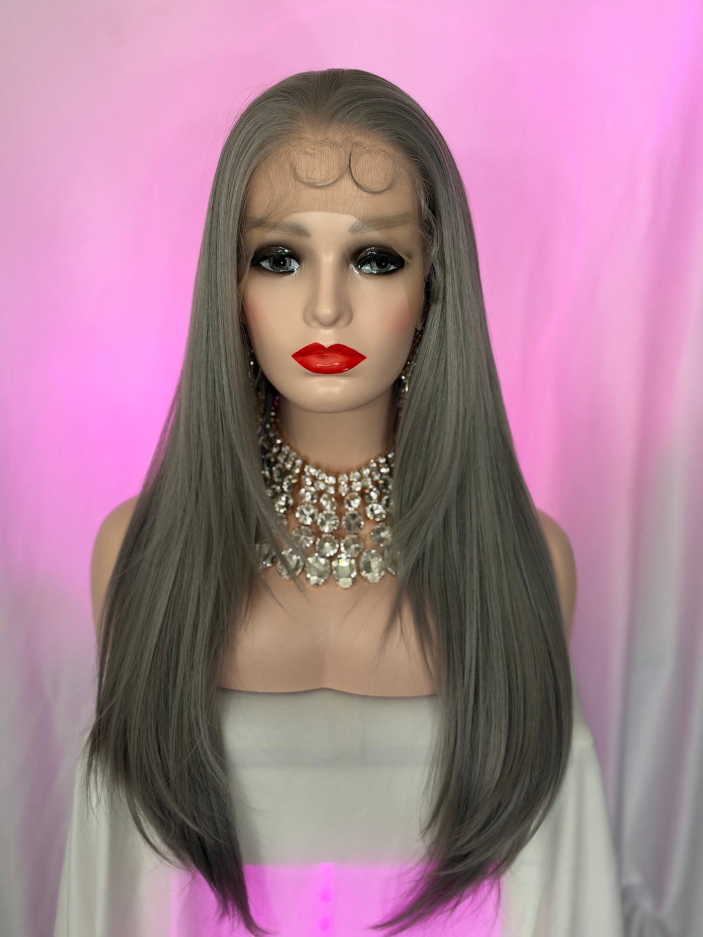 Peluca 179 de Cabello Fibra 100% Premium Platinado, Fibra Premium, Partidura Libre.