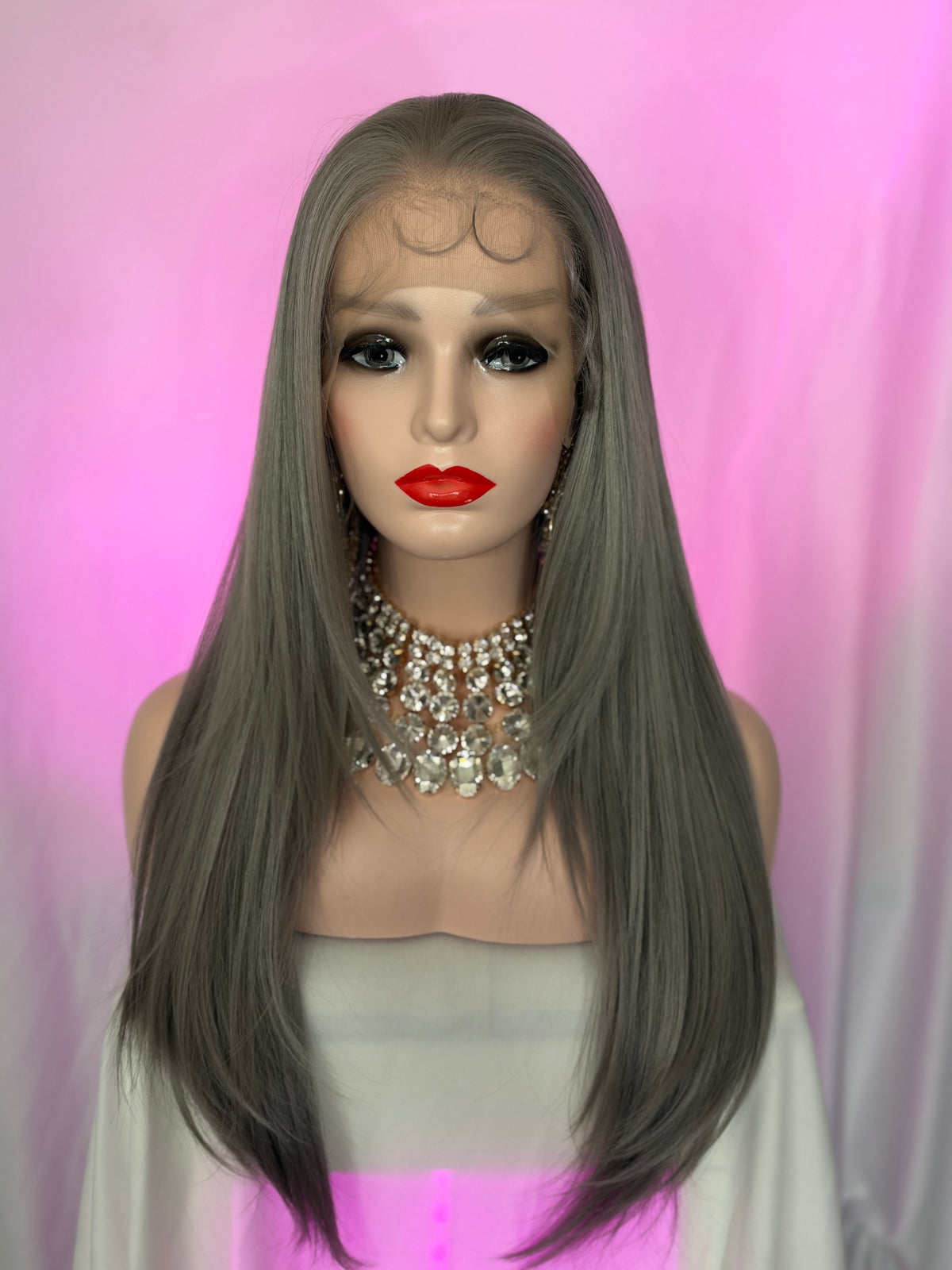 Peluca 179 de Cabello Fibra 100% Premium Platinado, Fibra Premium, Partidura Libre.