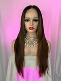 Peluca 181 de cabello Semi ~ Natural, Lacio, Negro Natural con Castaño, Lace frontal.