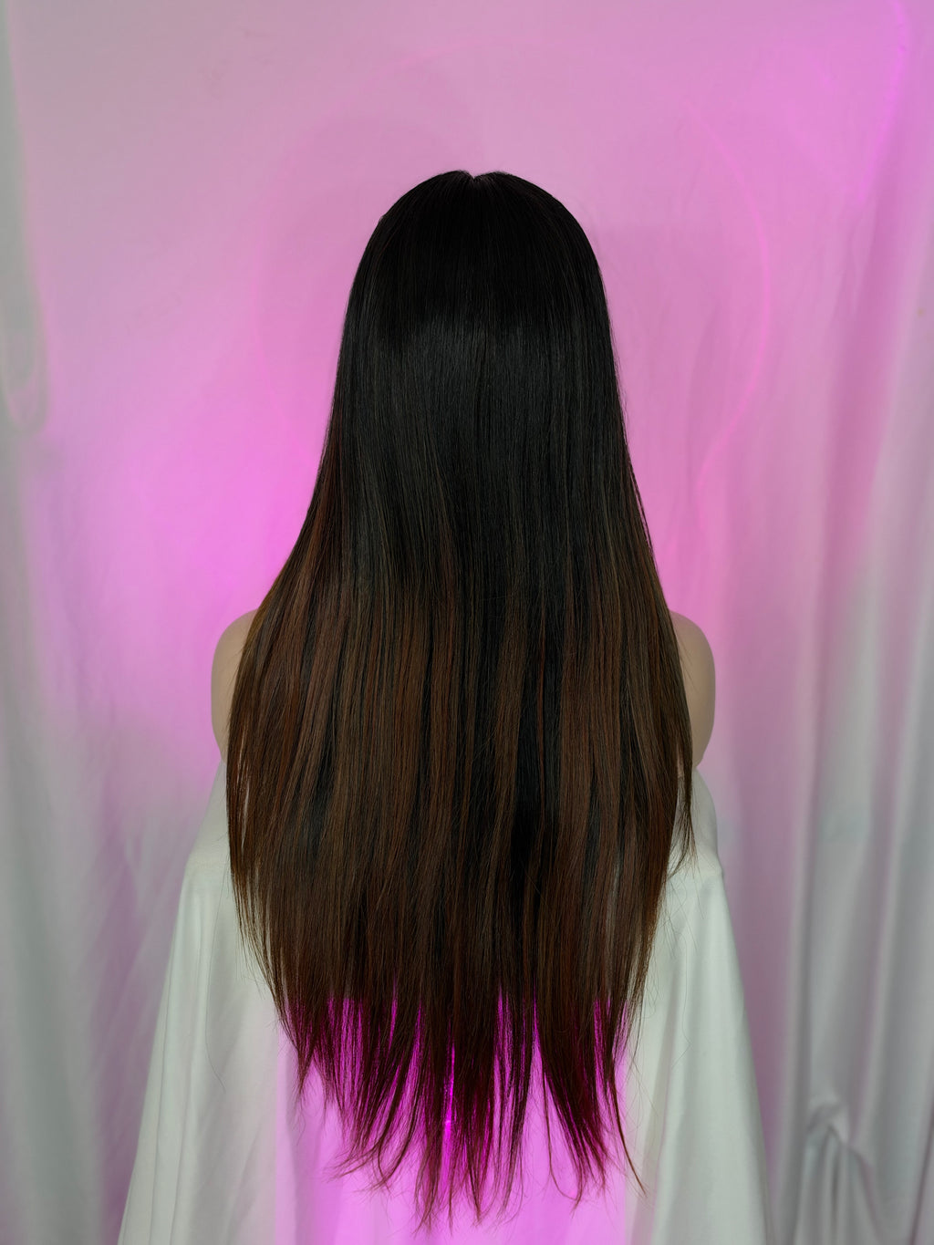 Peluca 181 de cabello Semi ~ Natural, Lacio, Negro Natural con Castaño, Lace frontal.
