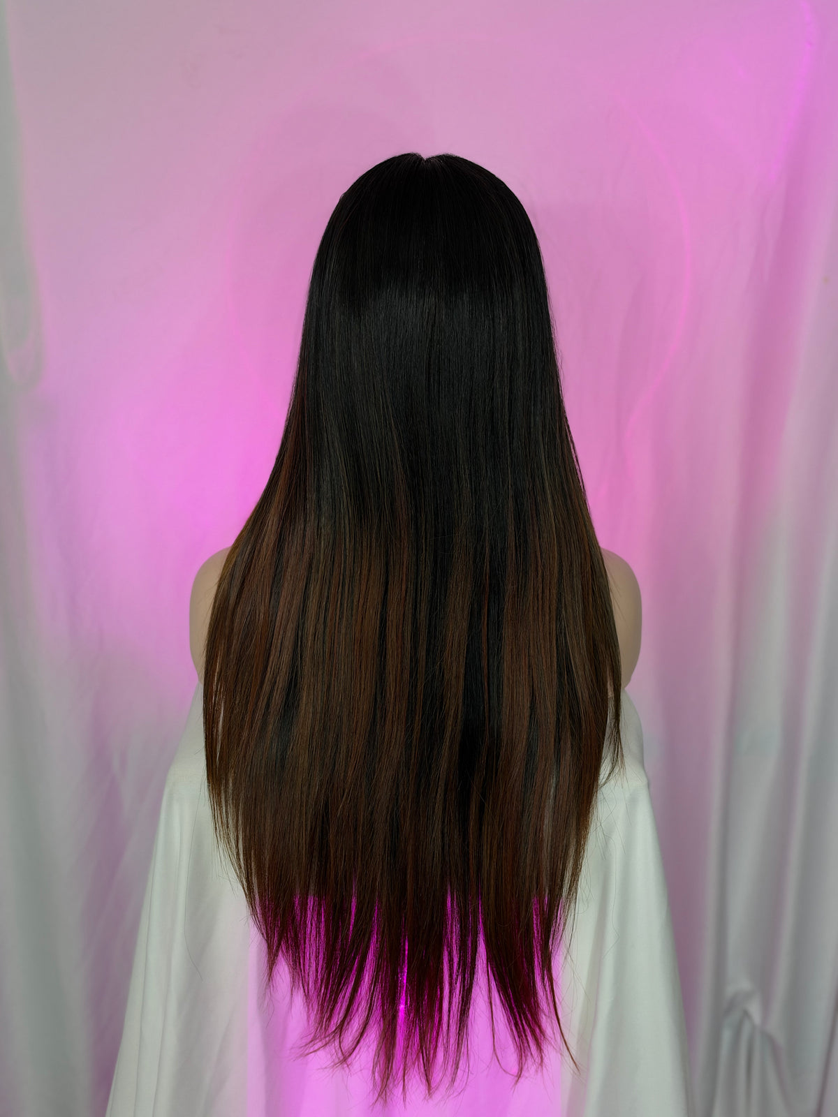 Peluca 181 de cabello Semi ~ Natural, Lacio, Negro Natural con Castaño, Lace frontal.