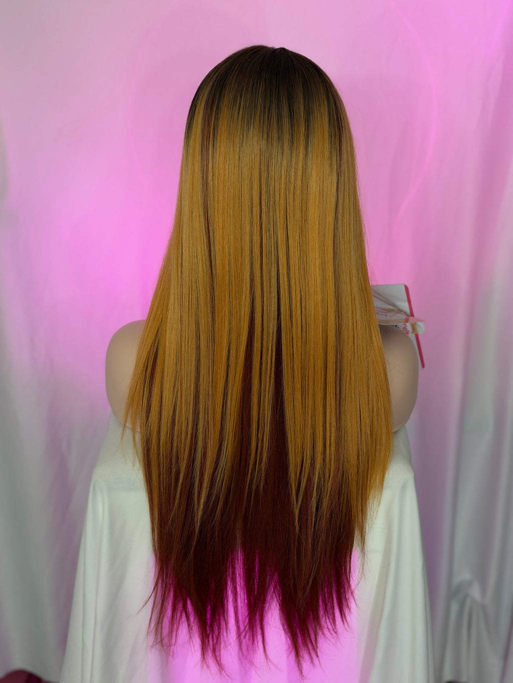 Peluca 183 de Cabello Semi ~ Natural 34 Pulgadas, Naranja puntas Ginger, Lace Frontal.