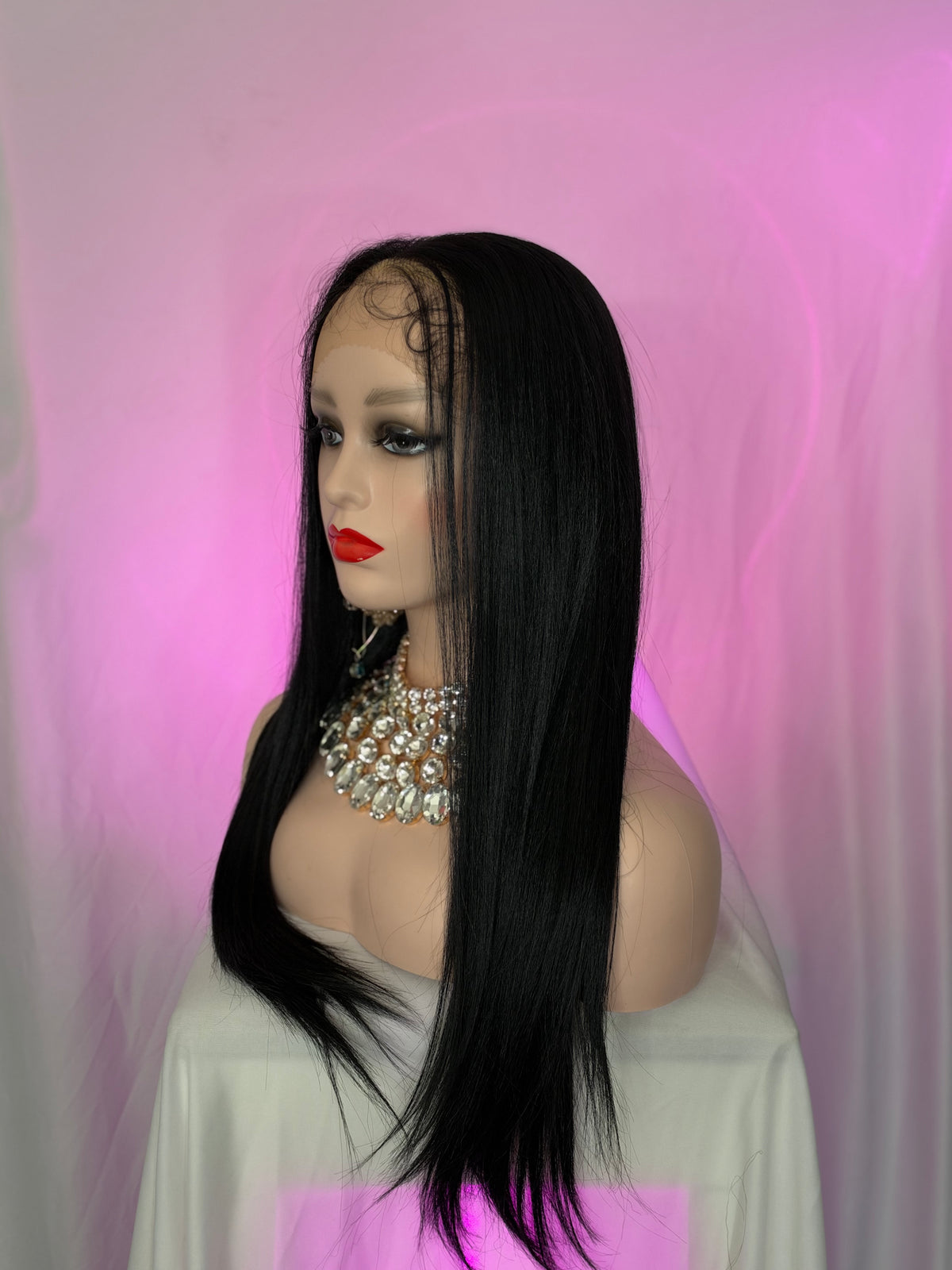 Peluca 185 de Cabello Semi ~ Natural de 34 Pulgadas, Lace 360, Partidura Libre.