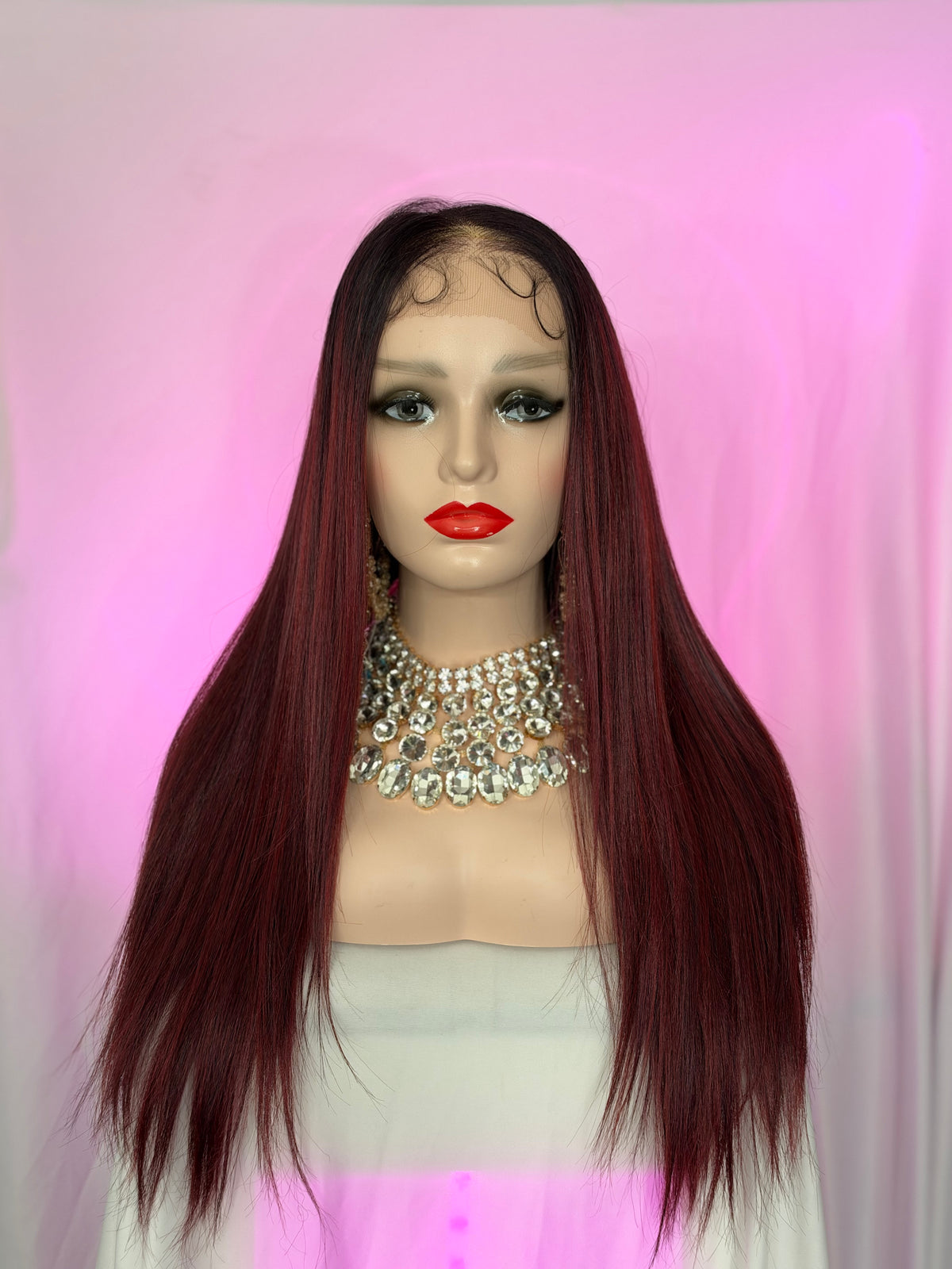 Peluca 187 de cabello Semi ~ Natural de 32 Pulgadas, Peli~Roja, Lace 360, Partidura Libre.