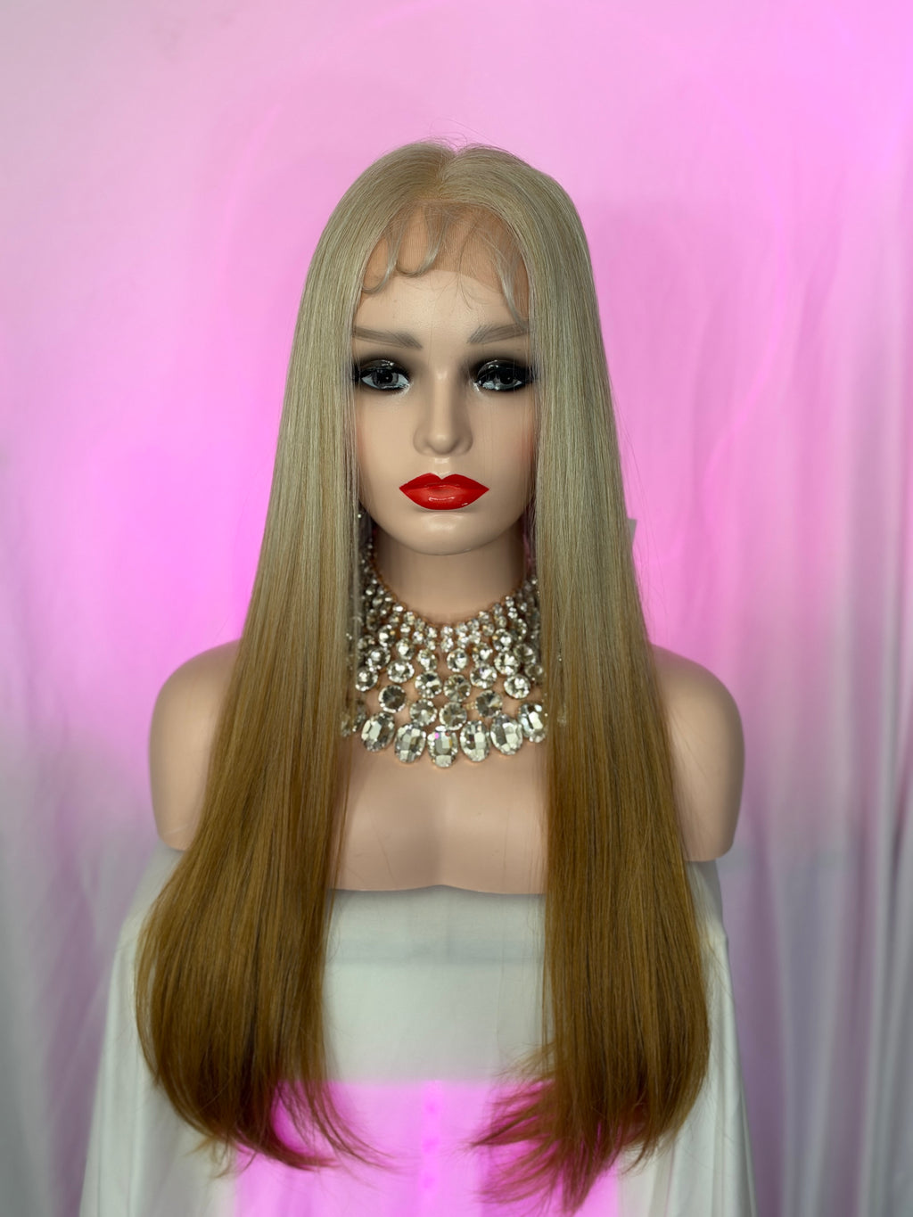 Peluca 189 de Cabello Semi ~ Natural, 32 Pulgadas, Rubio/Castaña Claro, Lace 360, Lace Frontal.