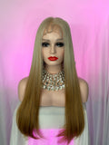 Peluca 189 de Cabello Semi ~ Natural, 32 Pulgadas, Rubio/Castaña Claro, Lace 360, Lace Frontal.