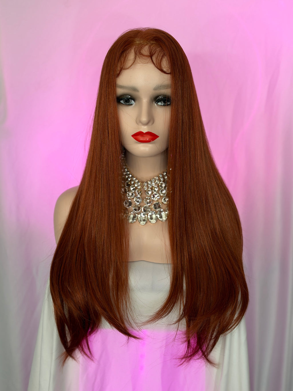Peluca 190 de Cabello Semi ~ Natural 32 Pulgadas, Bronce, Lace 360, Lace Frontal.