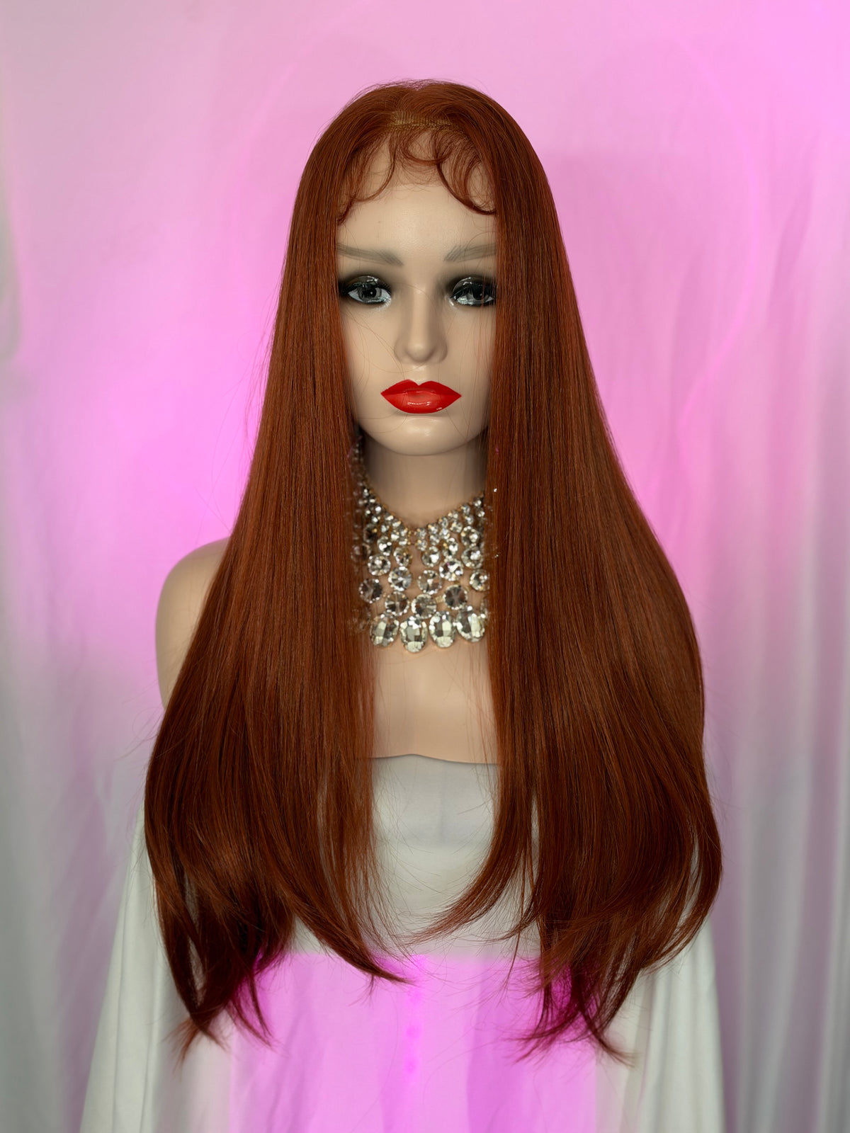 Peluca 190 de Cabello Semi ~ Natural 32 Pulgadas, Bronce, Lace 360, Lace Frontal.