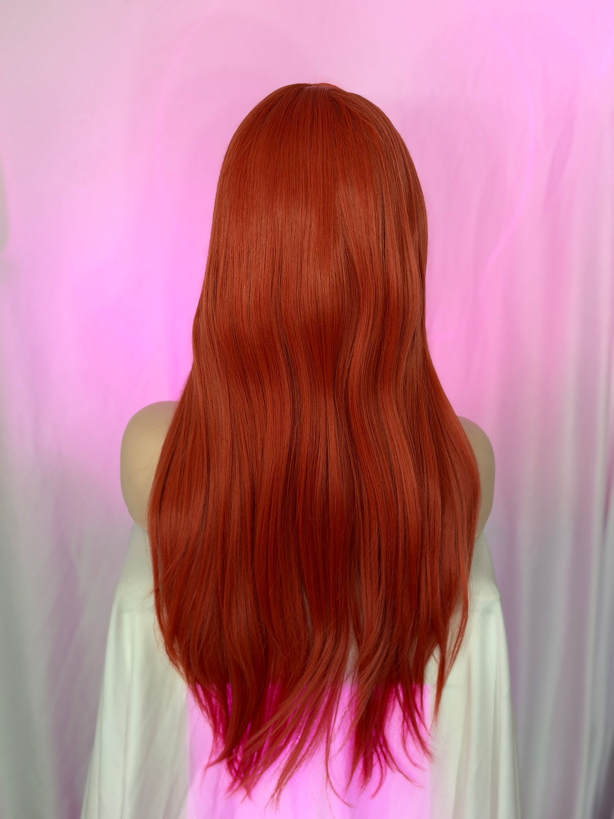 Peluca 195 de Cabello Semi ~ Natural 32 Pulgadas Rose Gold/Cobriza, Lace Frontal.