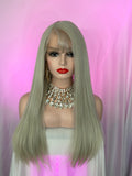 Peluca 196 de Cabello Semi ~ Natural 32 Pulgadas Rubio Platinado, Lace Frontal.