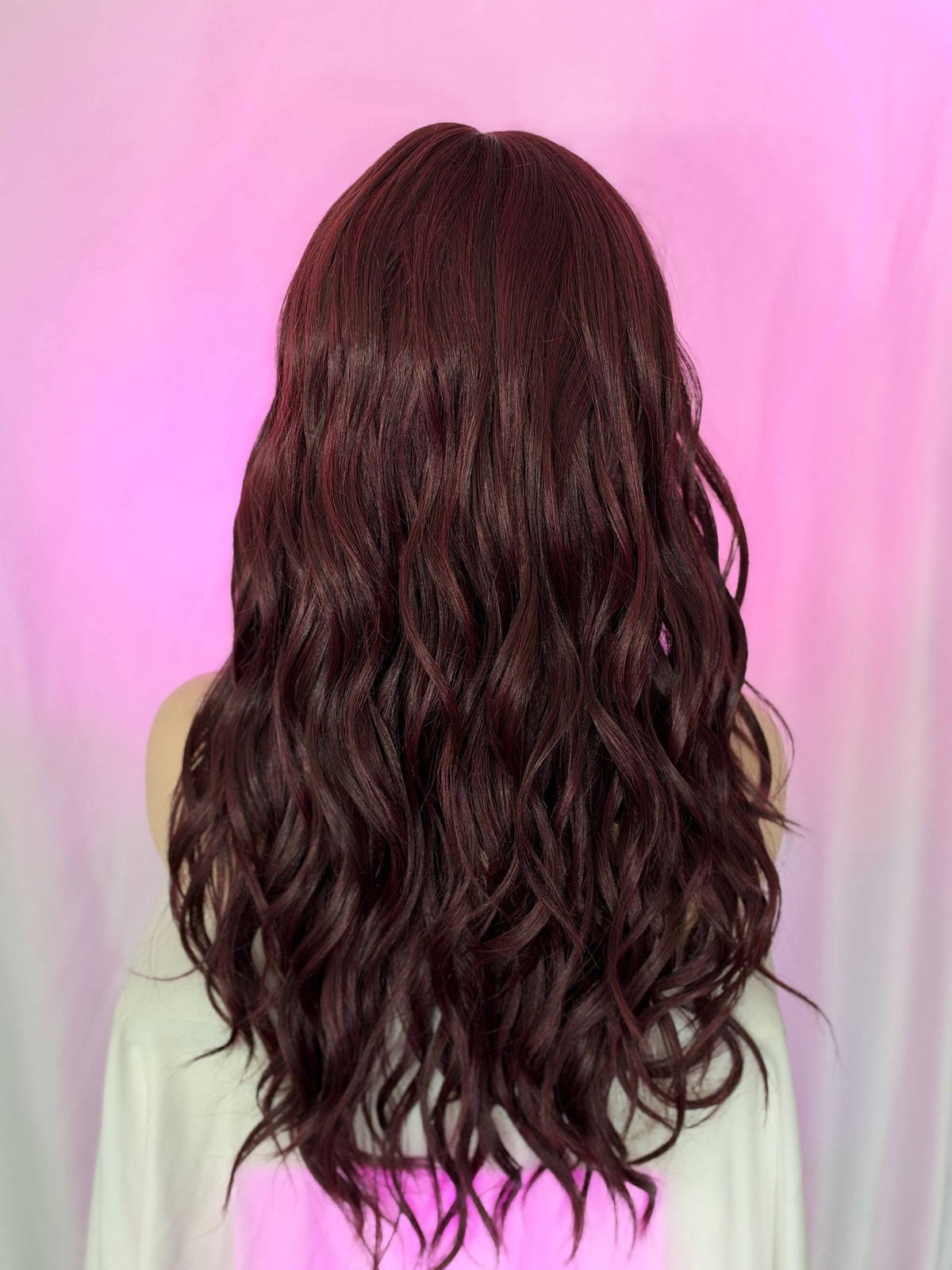 Peluca 199 de Cabello Semi ~ Natural 30 Pulgadas, Burgandy, Lace Frontal.