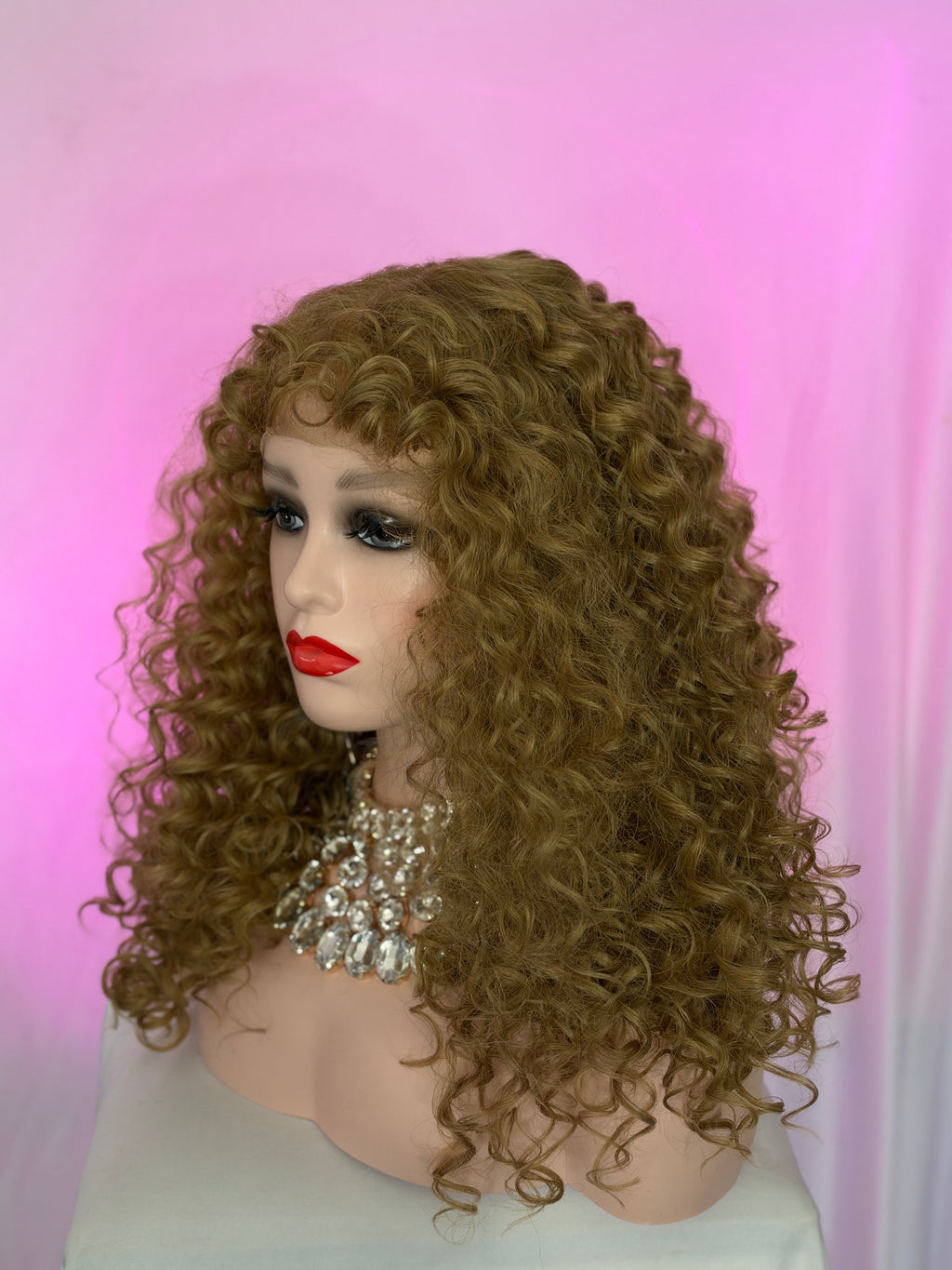 Peluca 228 de Cabello Fibra 100% Premium 30 Pulgadas, Light Golden Blonde, Lace Frontal