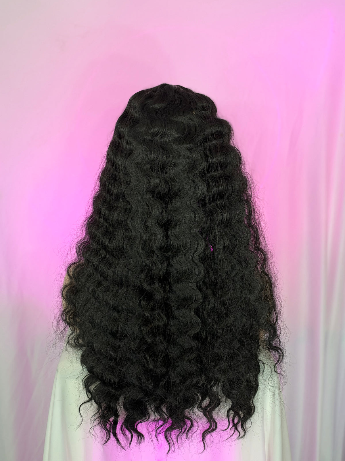 Peluca 232 de Cabello Fibra 100% Premium Negro Natural 30 pulgadas, Lace Frontal.