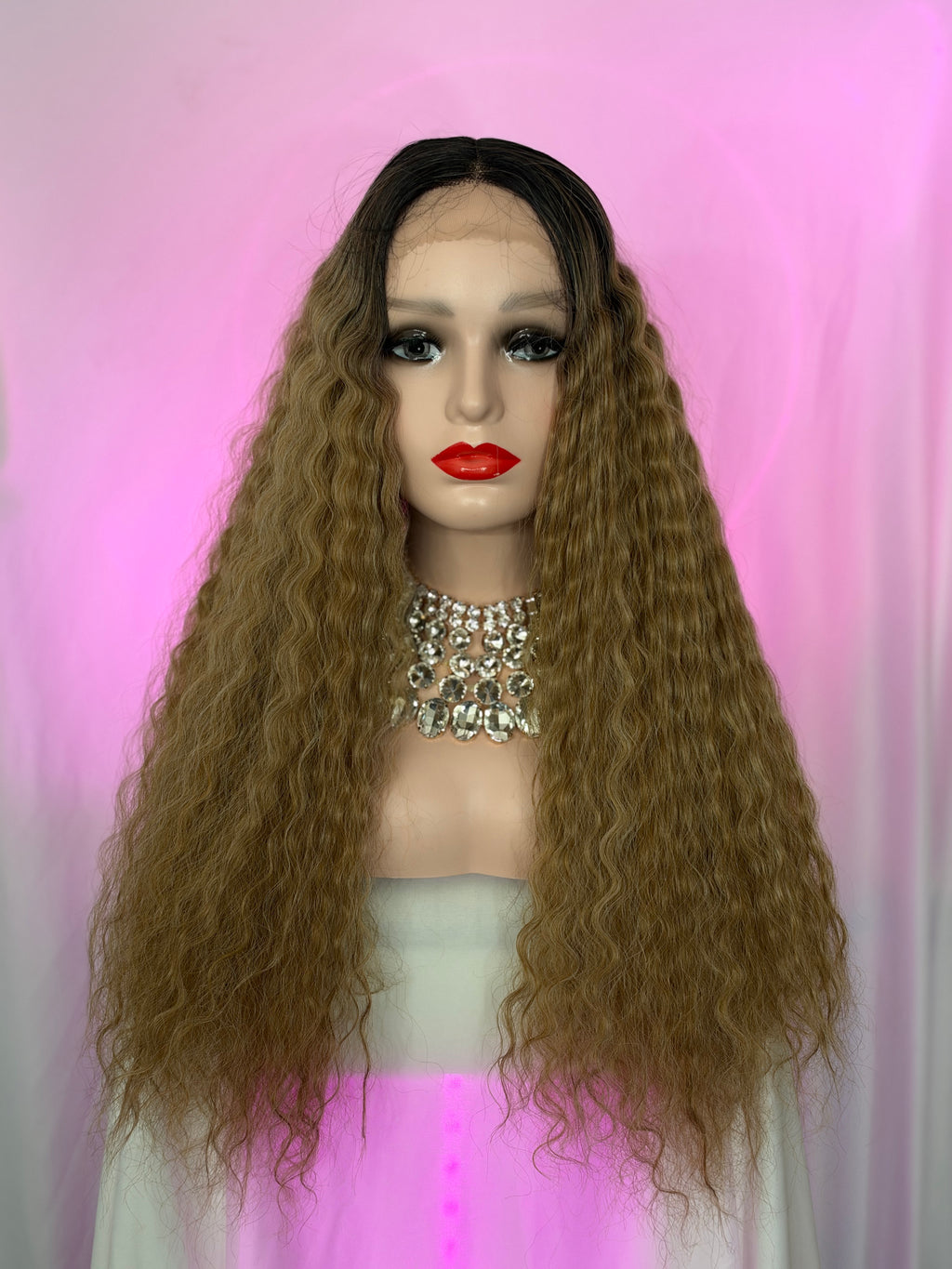 Peluca 236 de Cabello Fibra 100% Premium 30 Pulgadas Ash Brown Melt, Lace Frontal.