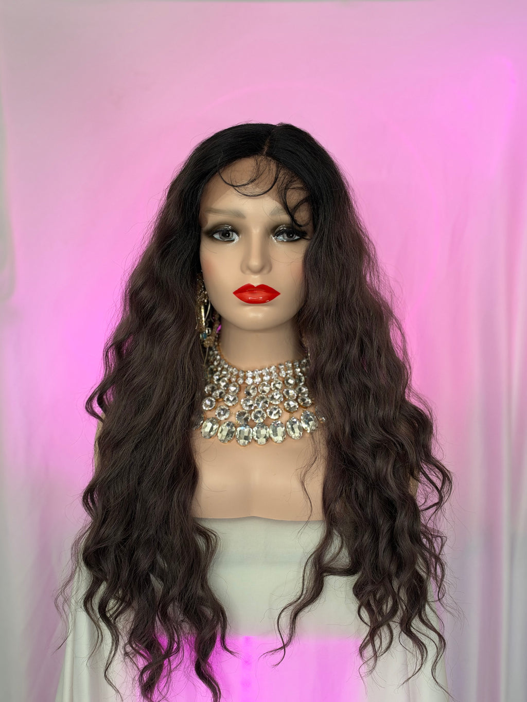 Peluca 238 de Cabello Fibra 100% Premium 32 Pulgadas Light Purple, Lace Frontal.