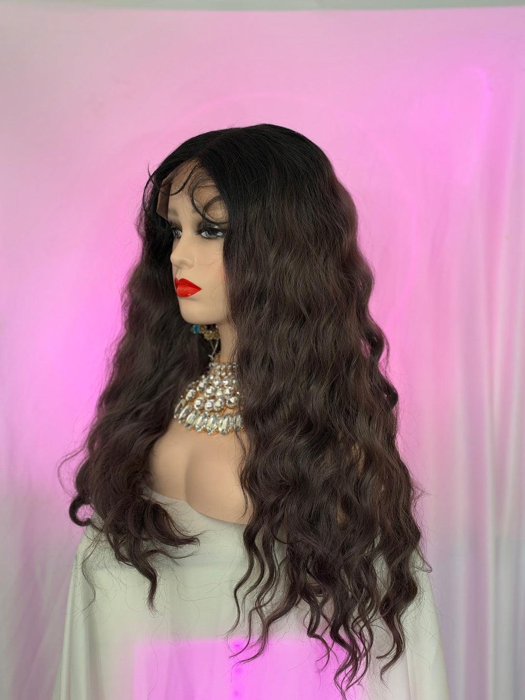 Peluca 238 de Cabello Fibra 100% Premium 32 Pulgadas Light Purple, Lace Frontal.