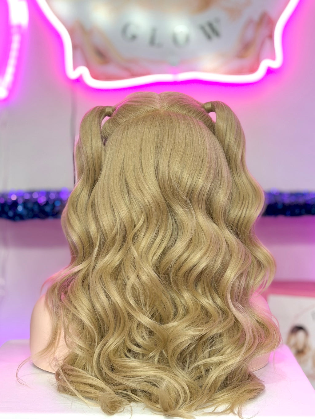 Peluca Natural 100% Cabello Humano-Rubio/Coletas