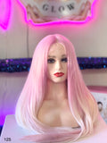 Peluca 100% Sintetica Fibra Premium- Rosa Pastel