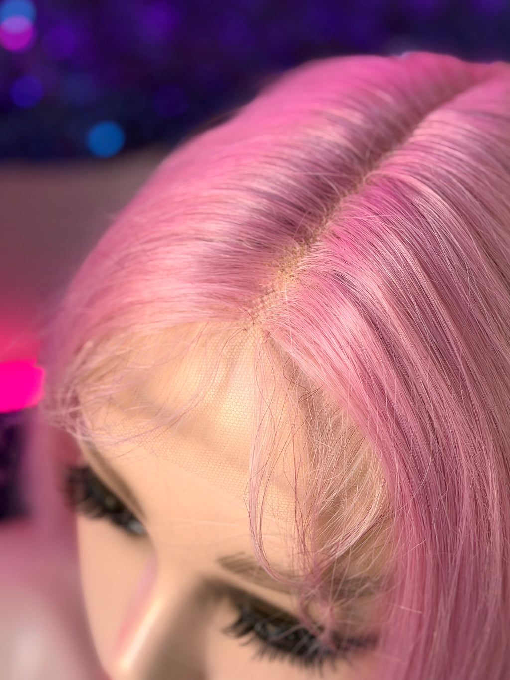 Peluca 100% Sintetica Fibra Premium- Rosa Pastel
