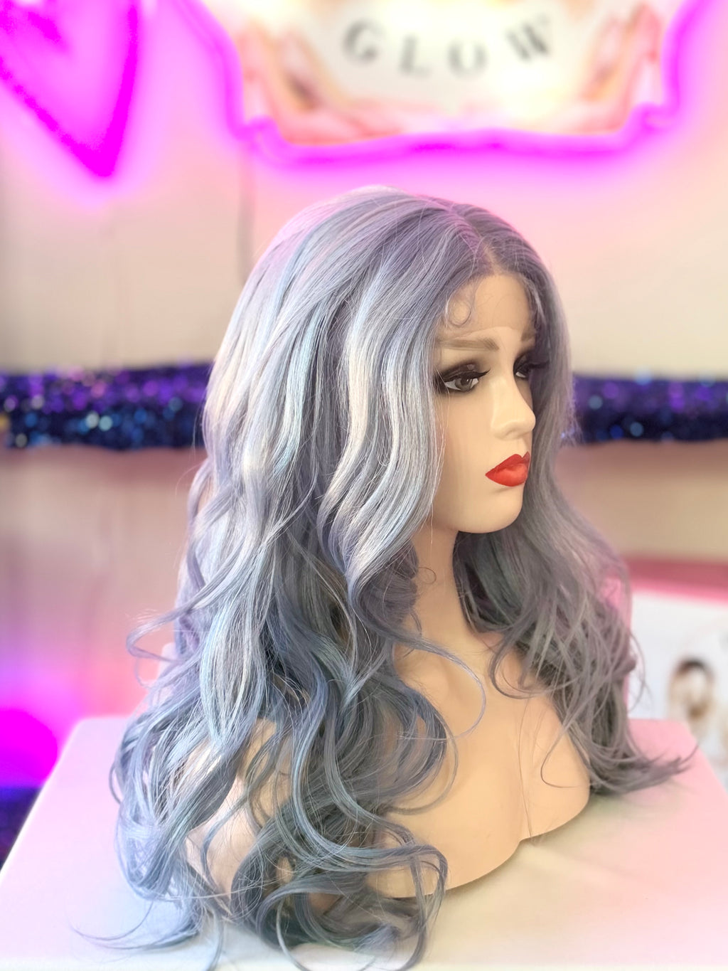 Pelucas 100% Sintetica Fibra Premium-Azul Pastel