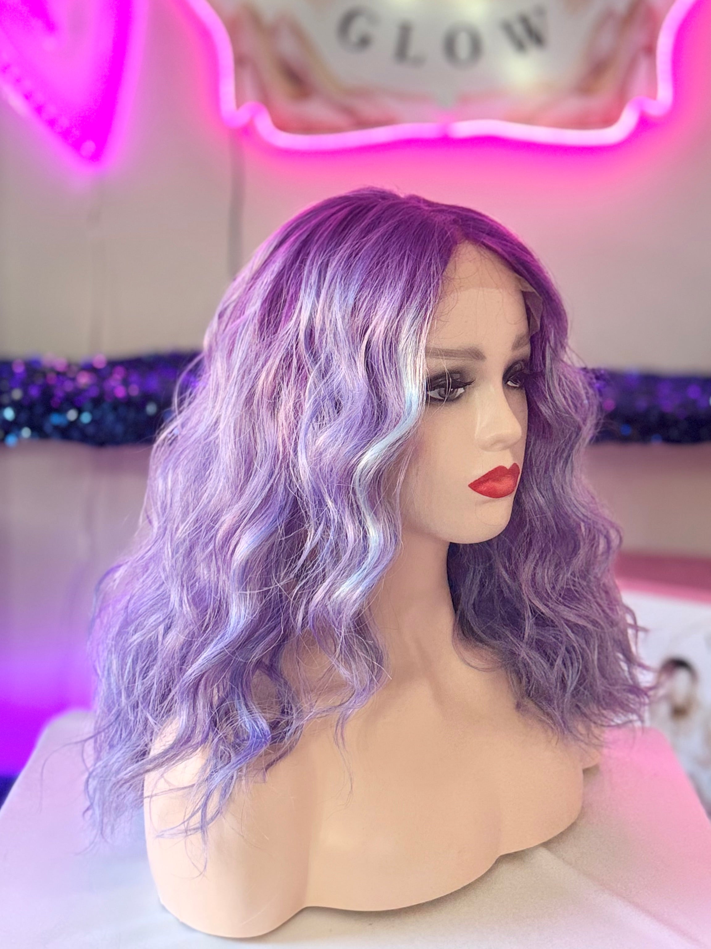 Peluca 100% Sintetica Fibra Premium-Morado