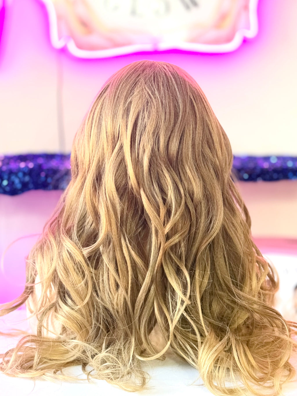 Peluca 50% Cabello Natural Humano, 50% Cabello Sintetico Fibra Premium-Rubio