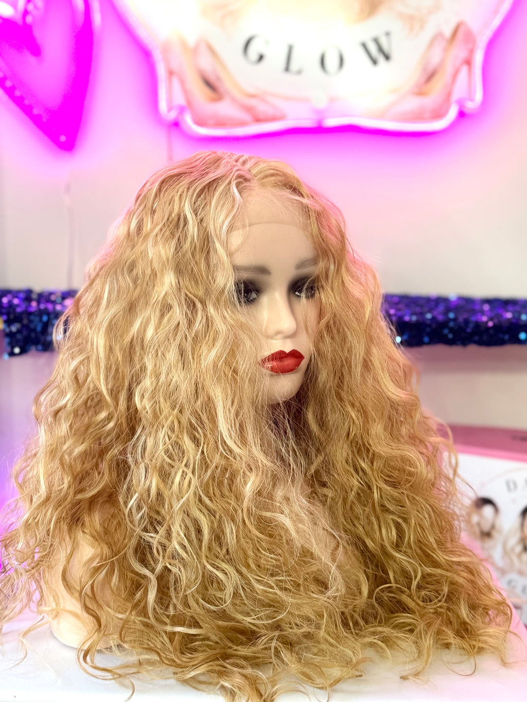 Peluca 50% Cabello Natural Humano, 50% Cabello Sintético Fibra Premium-Rubia