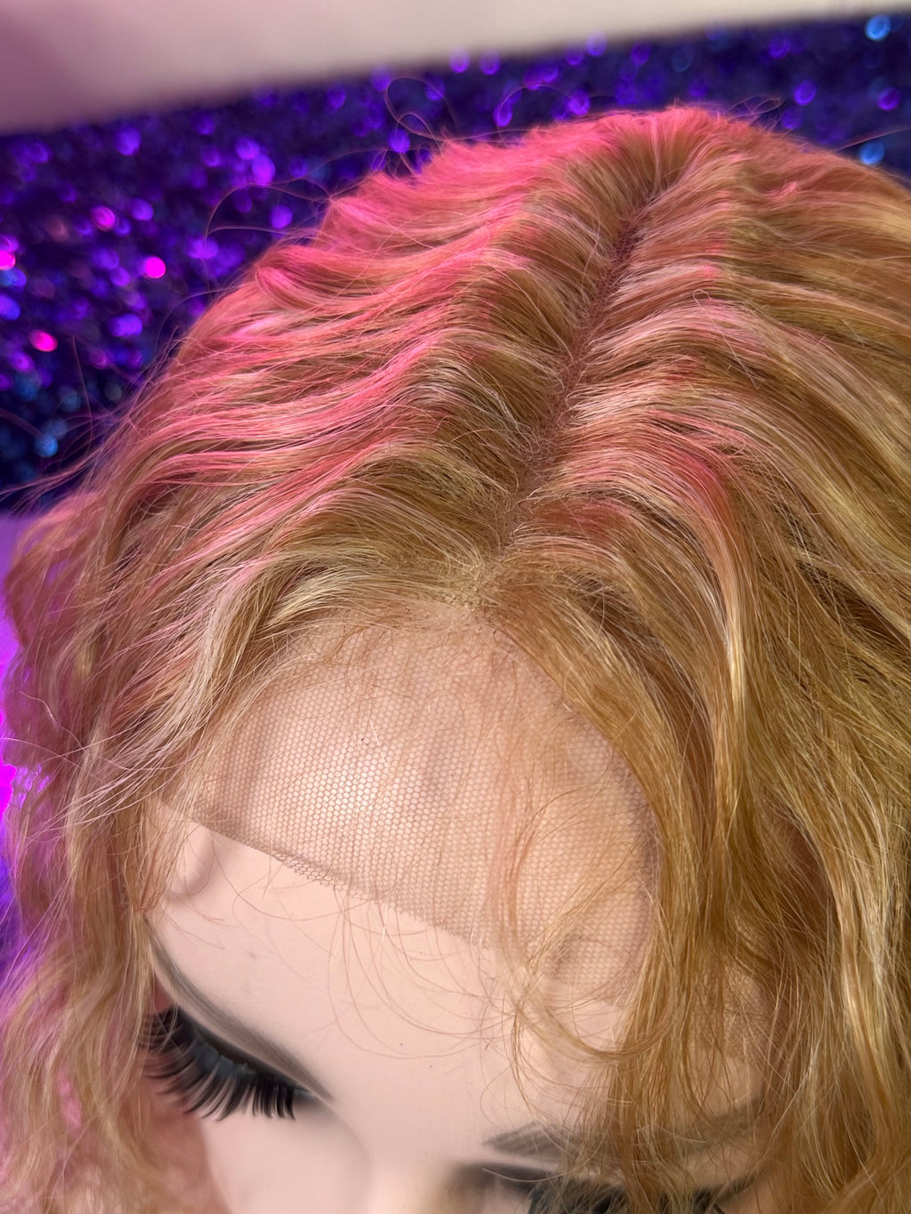 Peluca 50% Cabello Natural Humano, 50% Cabello Sintético Fibra Premium-Rubia