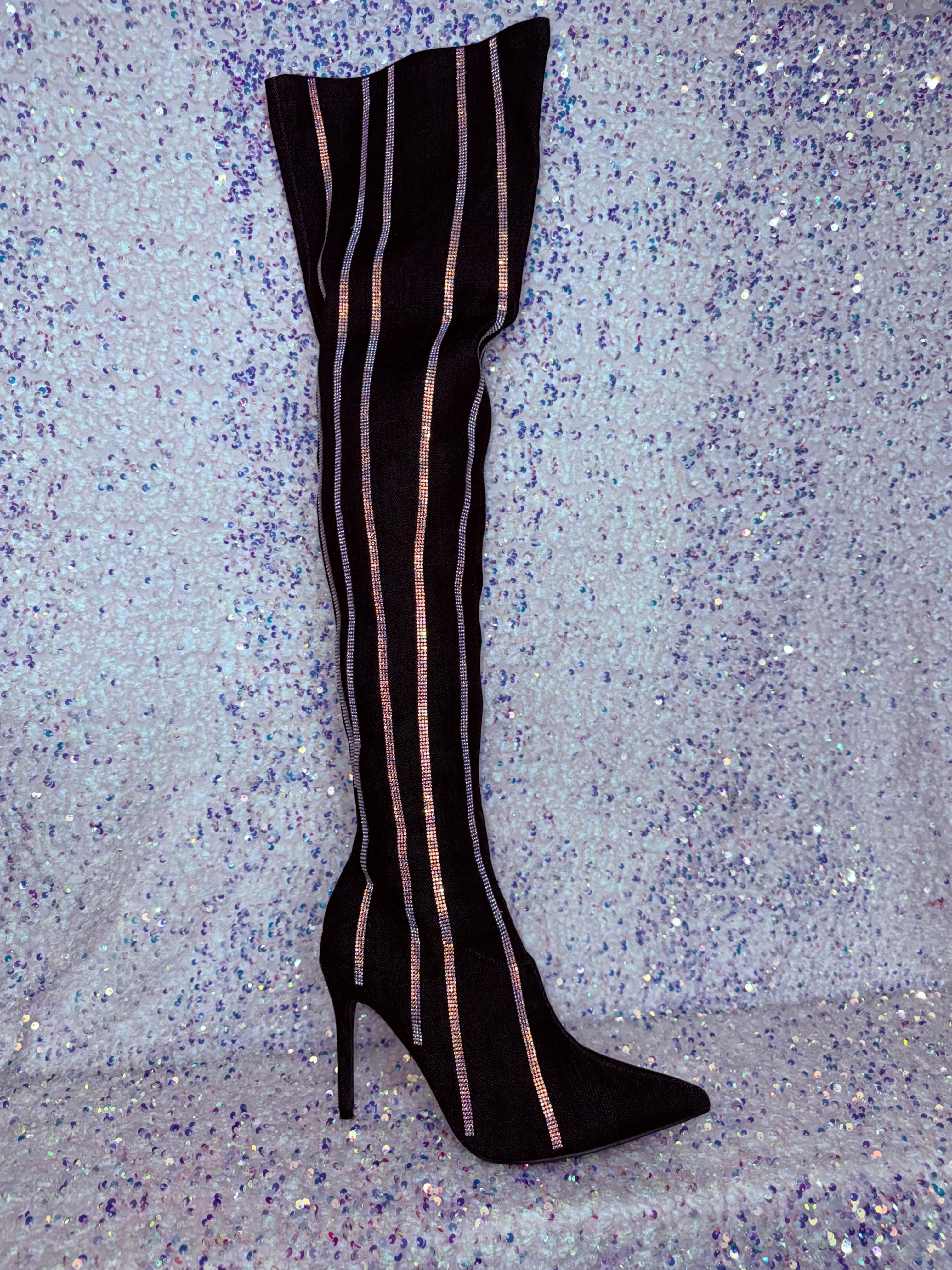 Bota de mezclilla negro