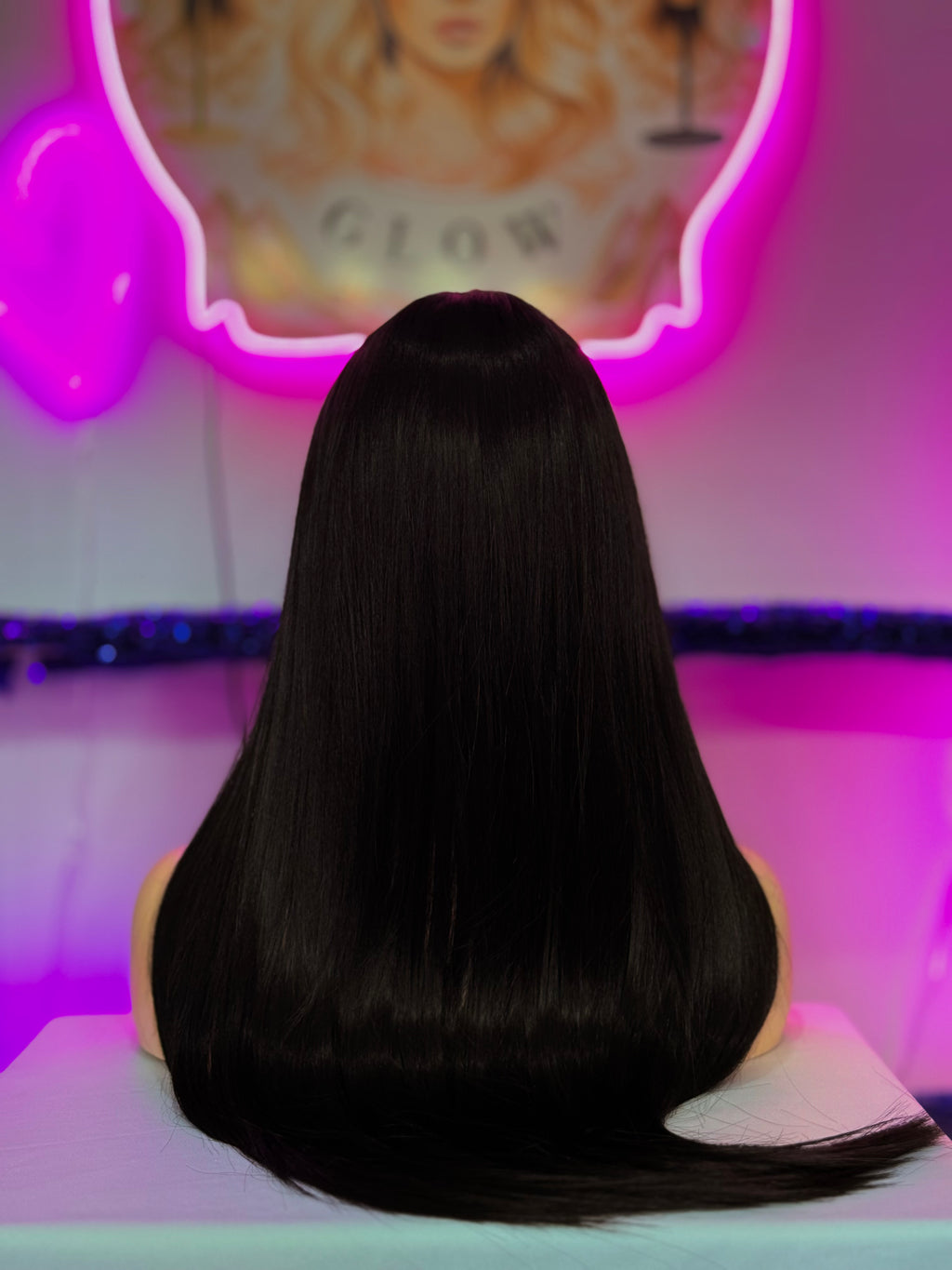 Peluca Cabello Sintetico Fibra Premium-Negro.