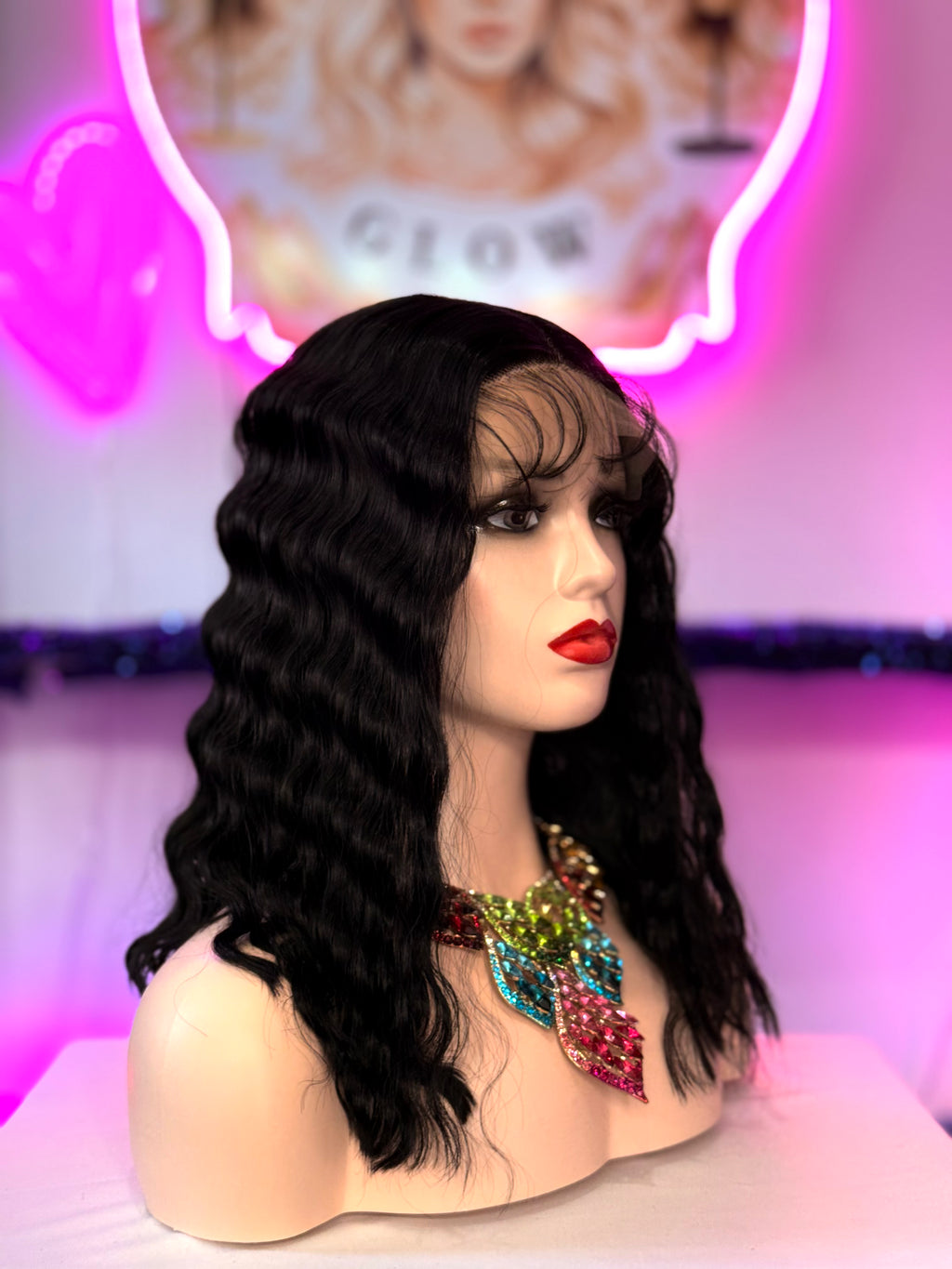 Peluca Cabello Sintetico~Fibra Premium-Negro.