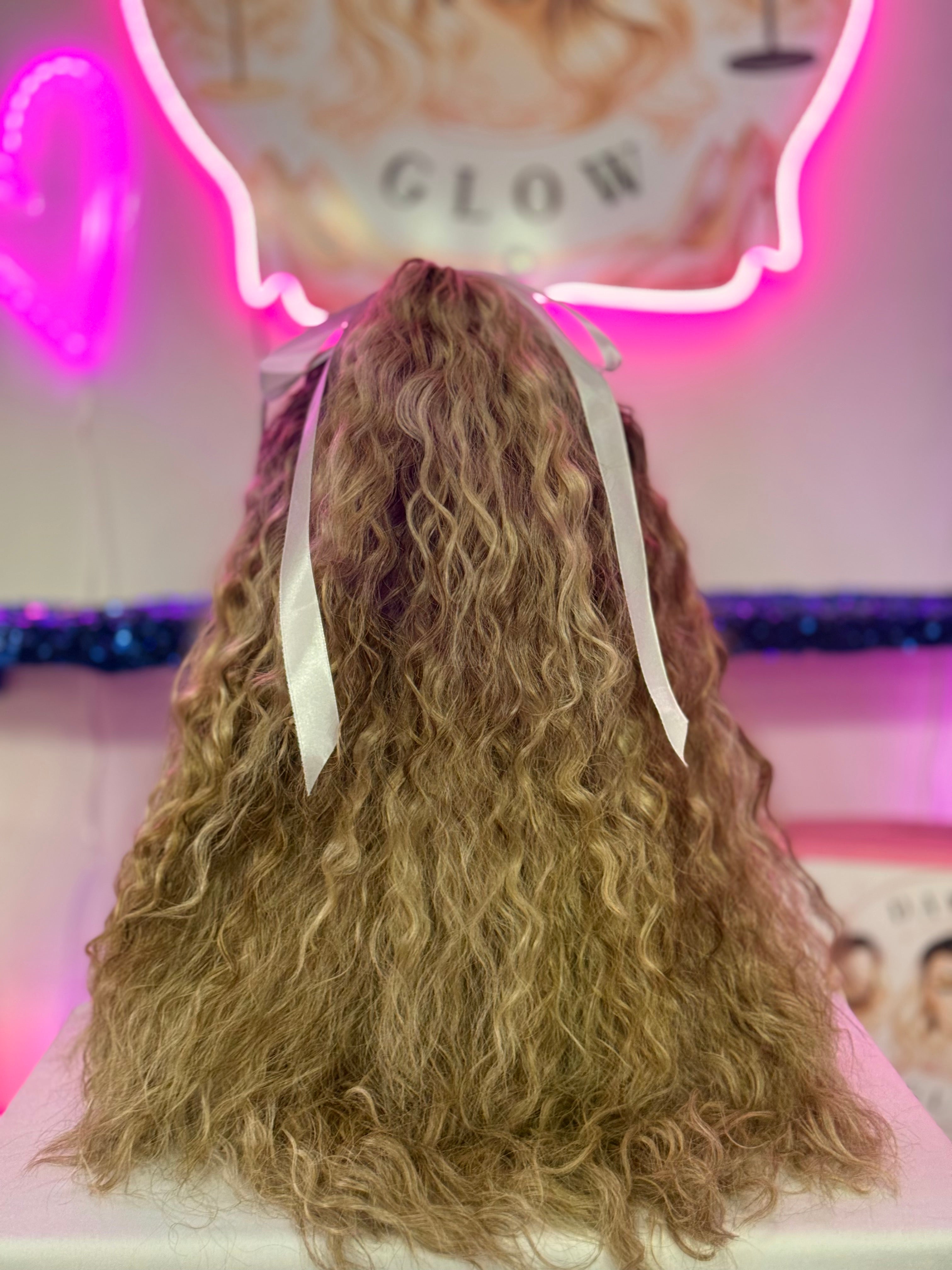 Peluca Natural 100% Cabello Humano- Rubio/Castano