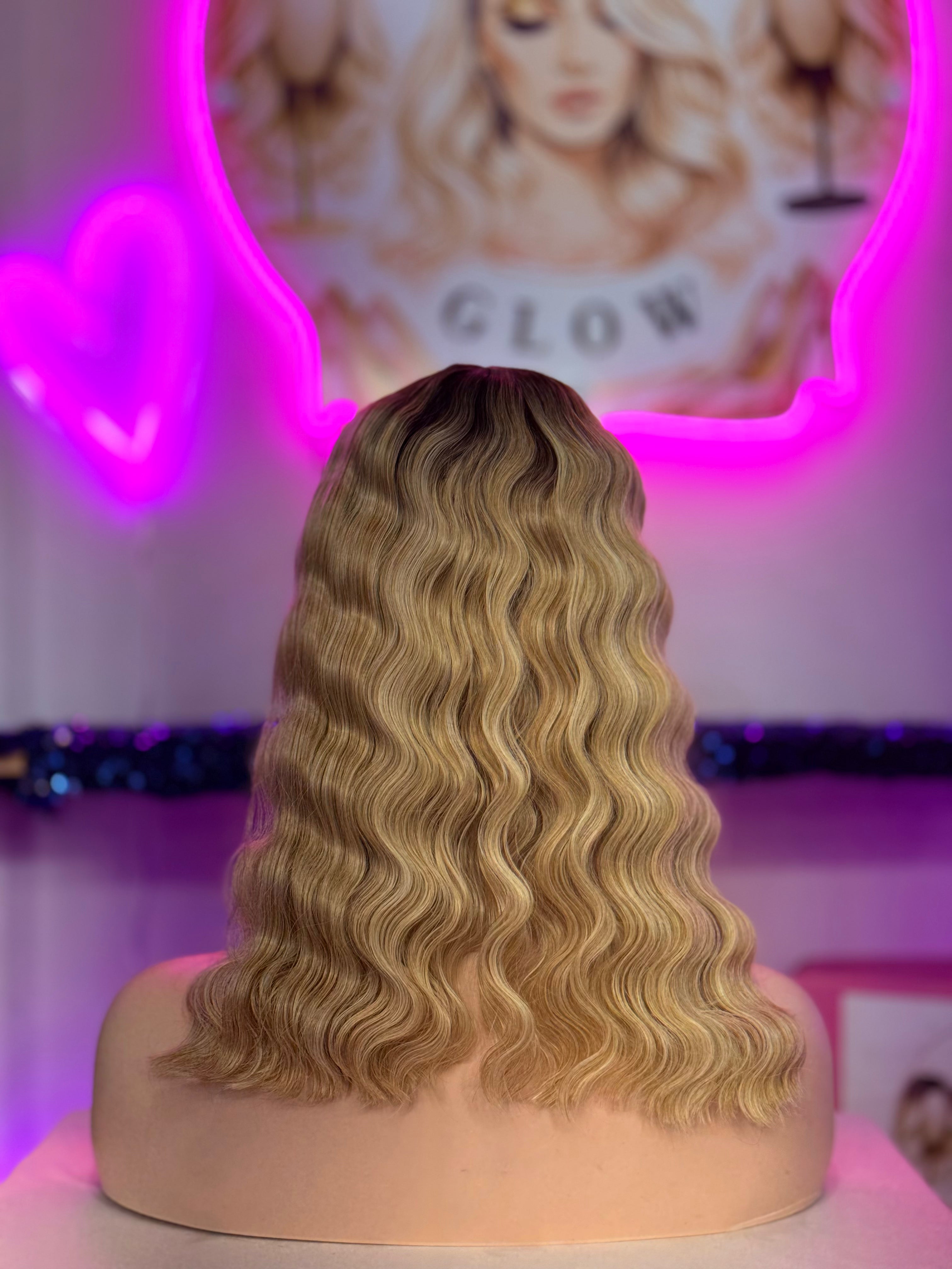Peluca Cabello Sintético~Fibra premium-Rubio.